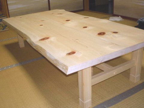 ヒノキ無垢の座卓